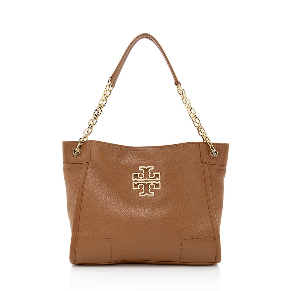 Tory Burch Leather Britten Small / Medium Slouchy Tote, Pebbled Leather